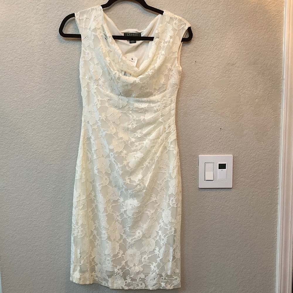 NWT Ralph Lauren Ivory sequined dress.